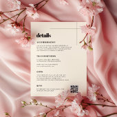 シンプルエレガントとシックの結婚詳細QRコード エンクロージャーカード