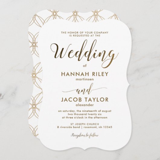 シンプルエレガントとスクリプ結婚ト 招待状 (正面/裏面)