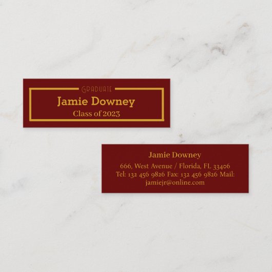 シンプルエレガントと大学院金ゴールドとブラックネームカード スキニー名刺 (正面/裏面)