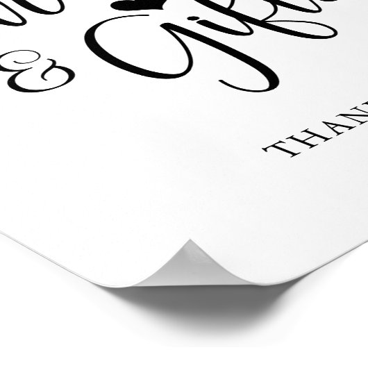 シンプルエレガントなウェディングカードとギフトサイン ポスター (角)