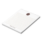 シンプルエレガントなチョコレートブラウンラインモノグラム名 ノートパッド (回転)