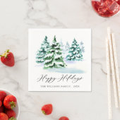 シンプルエレガントな松の木のクリスマスホリデー スタンダードカクテルナプキン (インサイチュ)