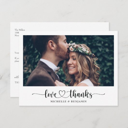シンプルエレガントな結婚式ありがとう写真はがき ポストカード (正面/裏面)