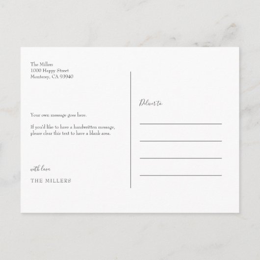 シンプルエレガントな結婚式ありがとう写真はがき ポストカード (裏面)