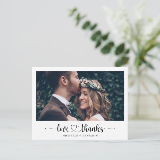 シンプルエレガントな結婚式ありがとう写真はがき ポストカード (スタンド正面)