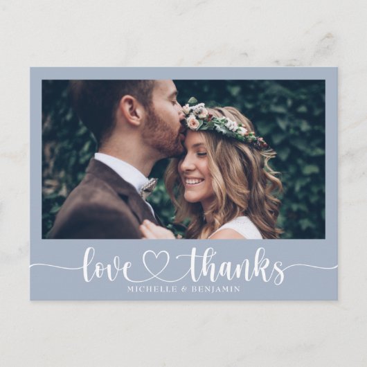 シンプルエレガントな結婚式ありがとう写真はがき ポストカード (正面)