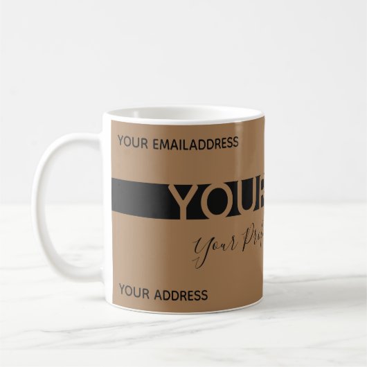 シンプルエレガントに茶色の黒ストライプ色の名刺 コーヒーマグカップ (左)