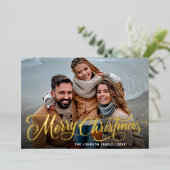 シンプルエレガントに輝くクリスマス3 PHOTO金ゴールド 箔シーズンカード (立ち正面)