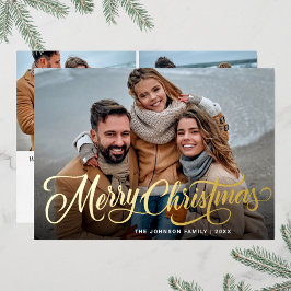 シンプルエレガントに輝くクリスマス3 PHOTO金ゴールド 箔シーズンカード