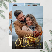 シンプルエレガントに輝くクリスマス5 PHOTO金ゴールド 箔シーズンカード