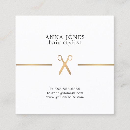 シンプルエレガントの清潔な金ゴールド スクエア名刺 (正面)