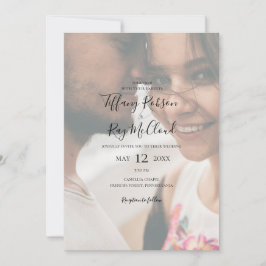 シンプルエレガントの色あせ結婚た写真 招待状