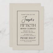 シンプルエレガントの50歳の誕生日パーティー 招待状 (正面/裏面)