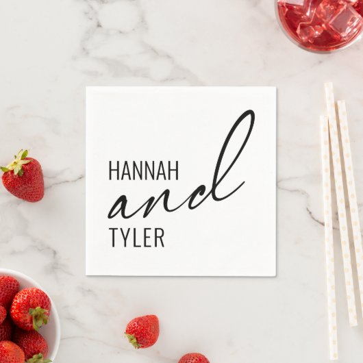 シンプルエレガントの「and」タイポグラフィ パーソナライズされた スタンダードカクテルナプキン (インサイチュ)