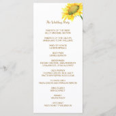 シンプルエレガントひまわり結婚式 プログラム (裏面)