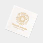 シンプルエレガントひまわり開花#4氏名日付 箔ナプキン (左)