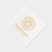 シンプルエレガントひまわり開花#4氏名日付 箔ナプキン (右)