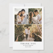 シンプルエレガントほこりっぽいピンクのモノグラム結婚写真 サンキューカード (正面)