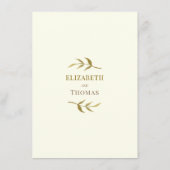 シンプルエレガントアイボリーと金ゴールド結婚詳細 エンクロージャーカード (裏面)