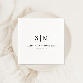 シンプルエレガントアンパサンドイニシャル結婚ズ スタンダードカクテルナプキン