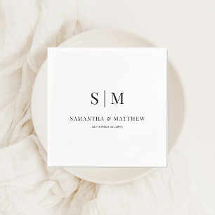 シンプルエレガントアンパサンドイニシャル結婚ズ スタンダードカクテルナプキン