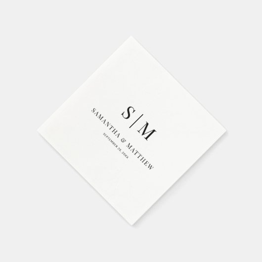 シンプルエレガントアンパサンドイニシャル結婚ズ スタンダードカクテルナプキン (角)