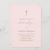 シンプルエレガントインビタシオンデバウティゾガールバプテスマ 招待状 (正面/裏面)