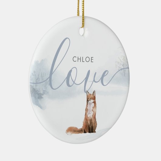 シンプルエレガントウィンターウッドランドシーンキツネ セラミックオーナメント (右)