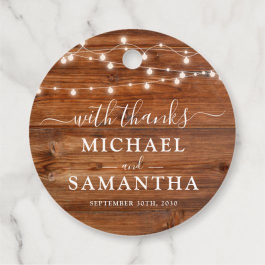 シンプルエレガントウッド素朴結婚式の引き出物 フェイバータグ (裏面)