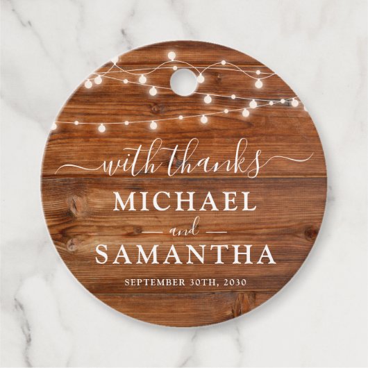 シンプルエレガントウッド素朴結婚式の引き出物 フェイバータグ (正面)