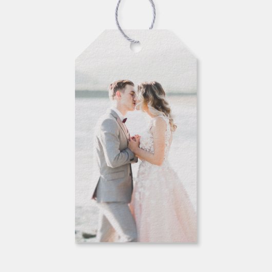 シンプルエレガントオフ白アイボリー結婚の感謝 ギフトタグ (裏面)