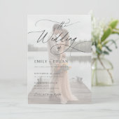 シンプルエレガントオーバーレイ結婚写真 招待状 (スタンド正面)
