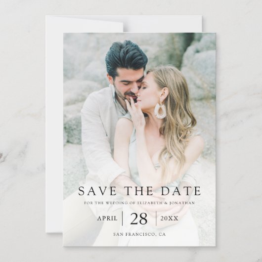シンプルエレガントカスタム写真の日付を保存 マグネット招待状 (正面)