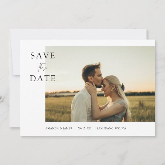 シンプルエレガントカスタム写真の結婚式 招待状 (正面)