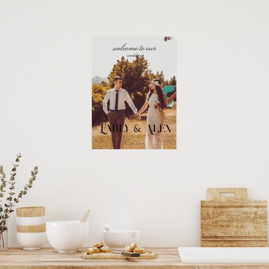シンプルエレガントカスタム写真結婚ポスター ポスター (キッチン)