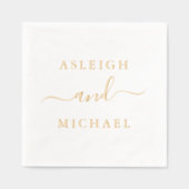 シンプルエレガントカップル名結婚の 箔ナプキン (正面)