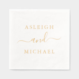 シンプルエレガントカップル名結婚の 箔ナプキン