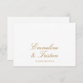 シンプルエレガントカップル名金ゴールドスクリプトモノグラム ノートカード (正面/裏面)