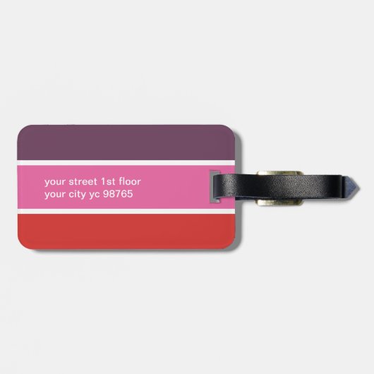 シンプルエレガントカラフルストライプ ラゲッジタグ (裏面横)