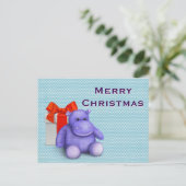シンプルエレガントキッズテディヒッポメリークリスマス シーズンポストカード (スタンド正面)