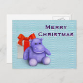 シンプルエレガントキッズテディヒッポメリークリスマス シーズンポストカード (正面/裏面)