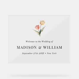 シンプルエレガントクラシックチューリップ結婚ズウェルカムサイン アクリルサイン