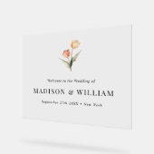 シンプルエレガントクラシックチューリップ結婚ズウェルカムサイン アクリルサイン (傾斜)