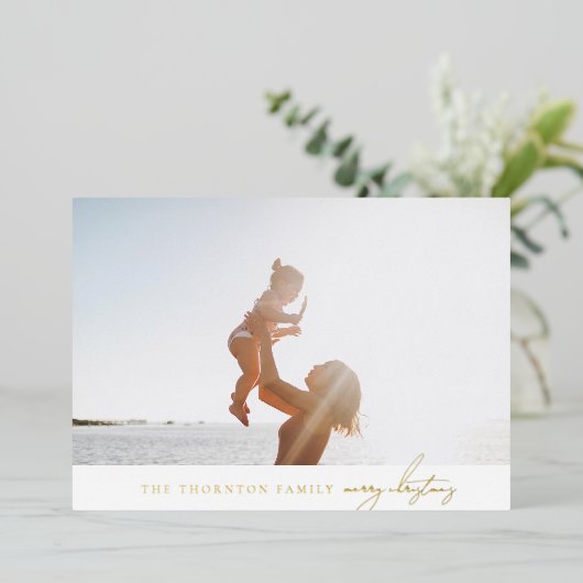 シンプルエレガントクラシックメリー金ゴールド実在 箔シーズンカード (立ち正面)