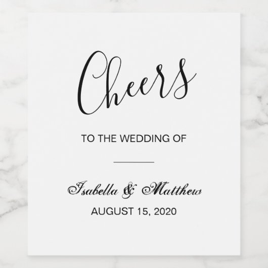 シンプルエレガントクラシック白結婚黒 ワインラベル (シングルラベル)