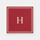 シンプルエレガントクラシックCranberry Red with Monogram スタンダードカクテルナプキン (正面)