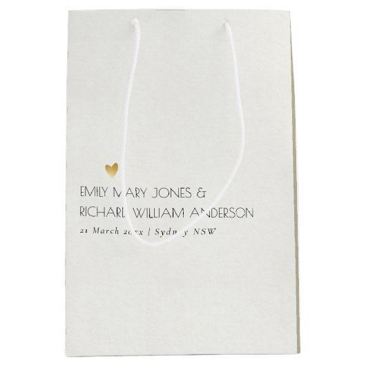 シンプルエレガントクラフトグレイタイポグラフィ結婚ズ ミディアムペーパーバッグ (正面)