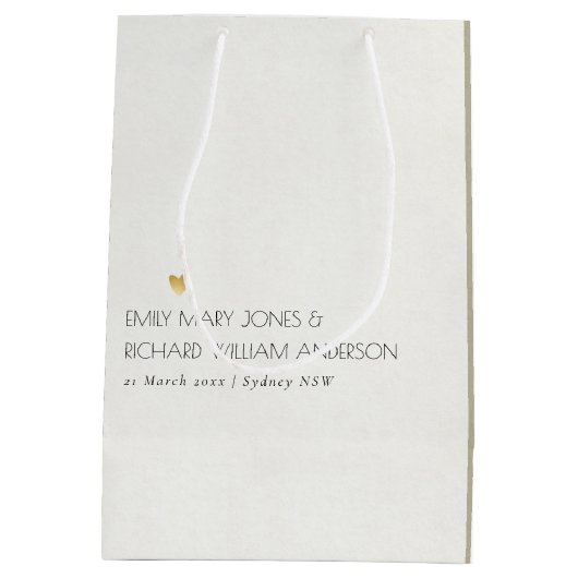 シンプルエレガントクラフトグレイタイポグラフィ結婚ズ ミディアムペーパーバッグ (裏面)