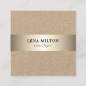 シンプルエレガントクラフトフェイク金ゴールドストライプコンサルタント スクエア名刺 (正面)