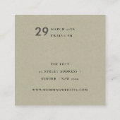 シンプルエレガントクラフト白タイポグラフィ結婚ズ スクエア名刺 (裏面)